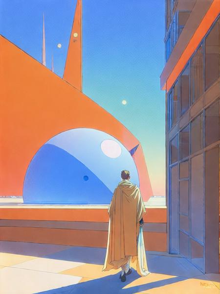 00715-3899615462-a painting of a man standing in front of a window looking at a giant object by Moebius Jean Giraud.png